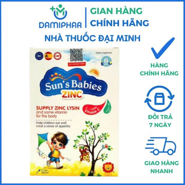 Kẽm SUN'S BABIES ZINC Lọ 30ml - Giúp Trẻ Ăn Ngon, Hỗ Trợ Tăng Cường Sức Đề Kháng Cho Cơ Thể