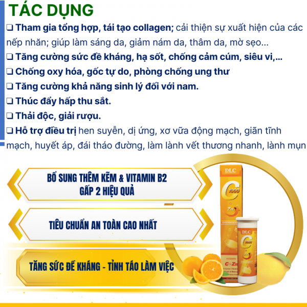 Vitamin C Hữu Cơ DLC C1000 1000mg - Ảnh 2