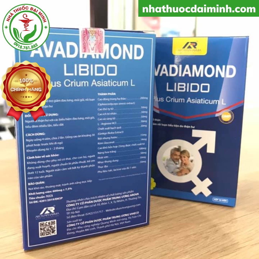 Viên Uống Tiểu Đêm AvaDiamond Libido (Lọ 30 Viên) – Bổ Thận, Giảm Tiểu Đêm, Tiểu Nhiều Lần, Đau Lưng Mỏi Gối - Ảnh 2
