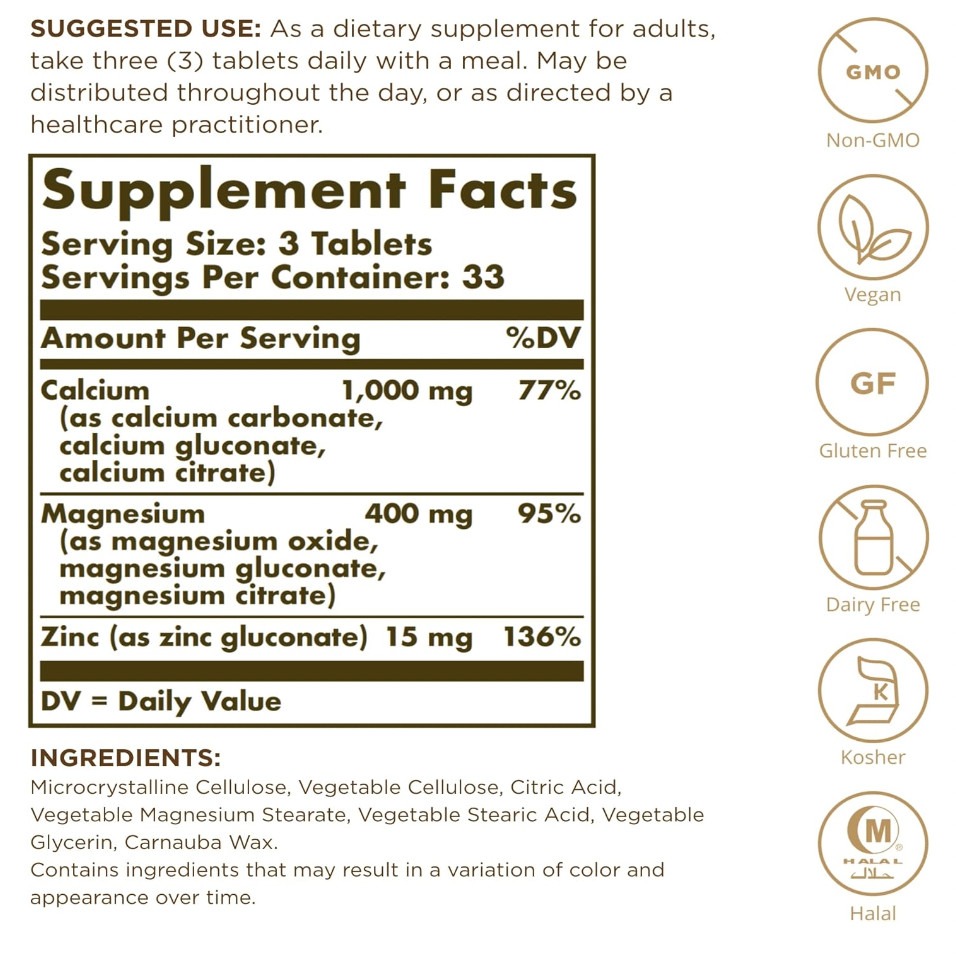 Solgar Calcium Magnesium Plus ZinC Lọ 100 Viên – Hỗ trợ việc phát triển xương, hỗ trợ duy trì hoạt động cơ bắp, lưu thông máu - Ảnh 4